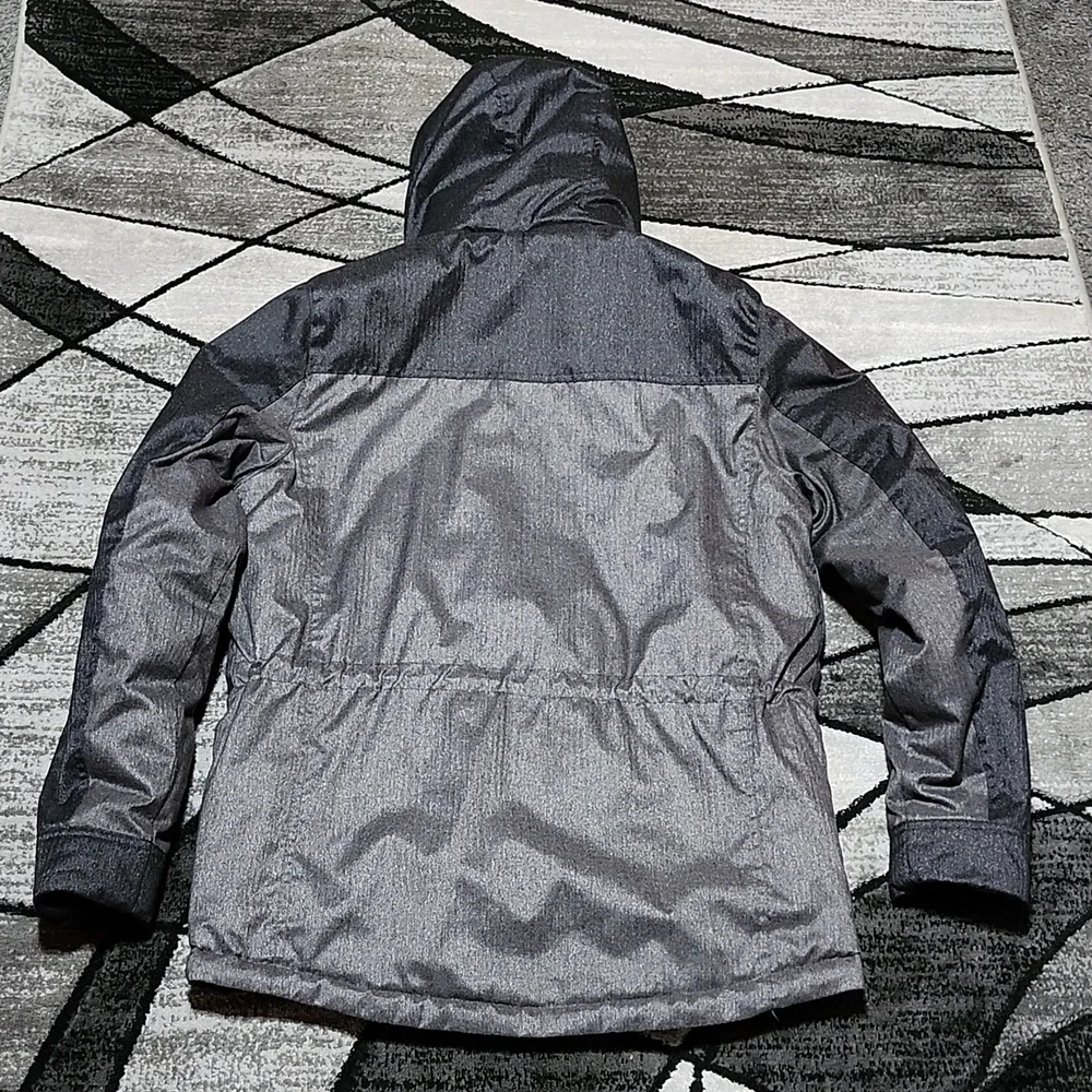 XBLK BY ZEROXPOSUR GRAY & BLACK INSULATED FAUX-FUR HOODIE JACKET COAT - Picture 13 of 16